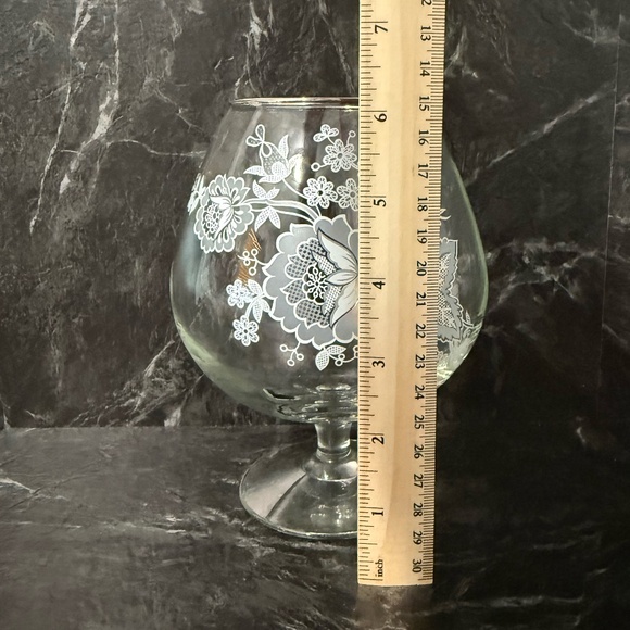 Floral Glass Goblet with Silver Rim - Picture 5 of 9